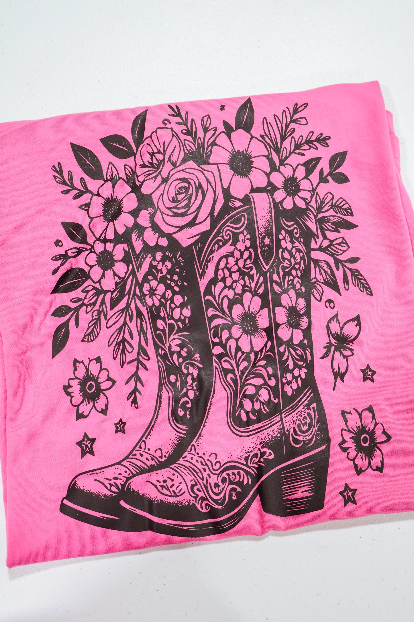 Boots & Florals- Coral Pink