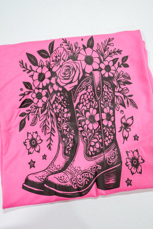 Boots & Florals- Coral Pink