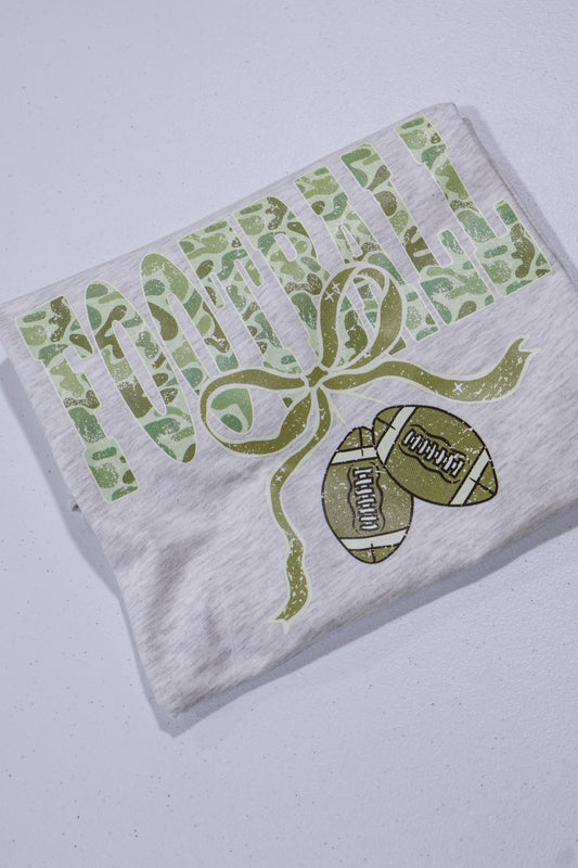 Footballs & Bows- Ash Grey