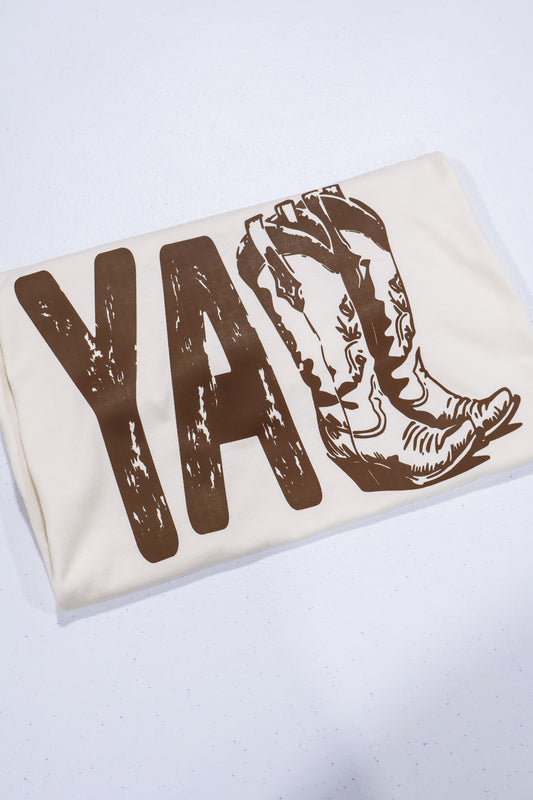Y'all Cowboy Boots- Natural