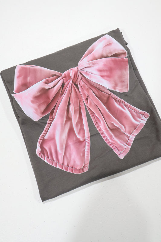Velvet Bow-Charcoal