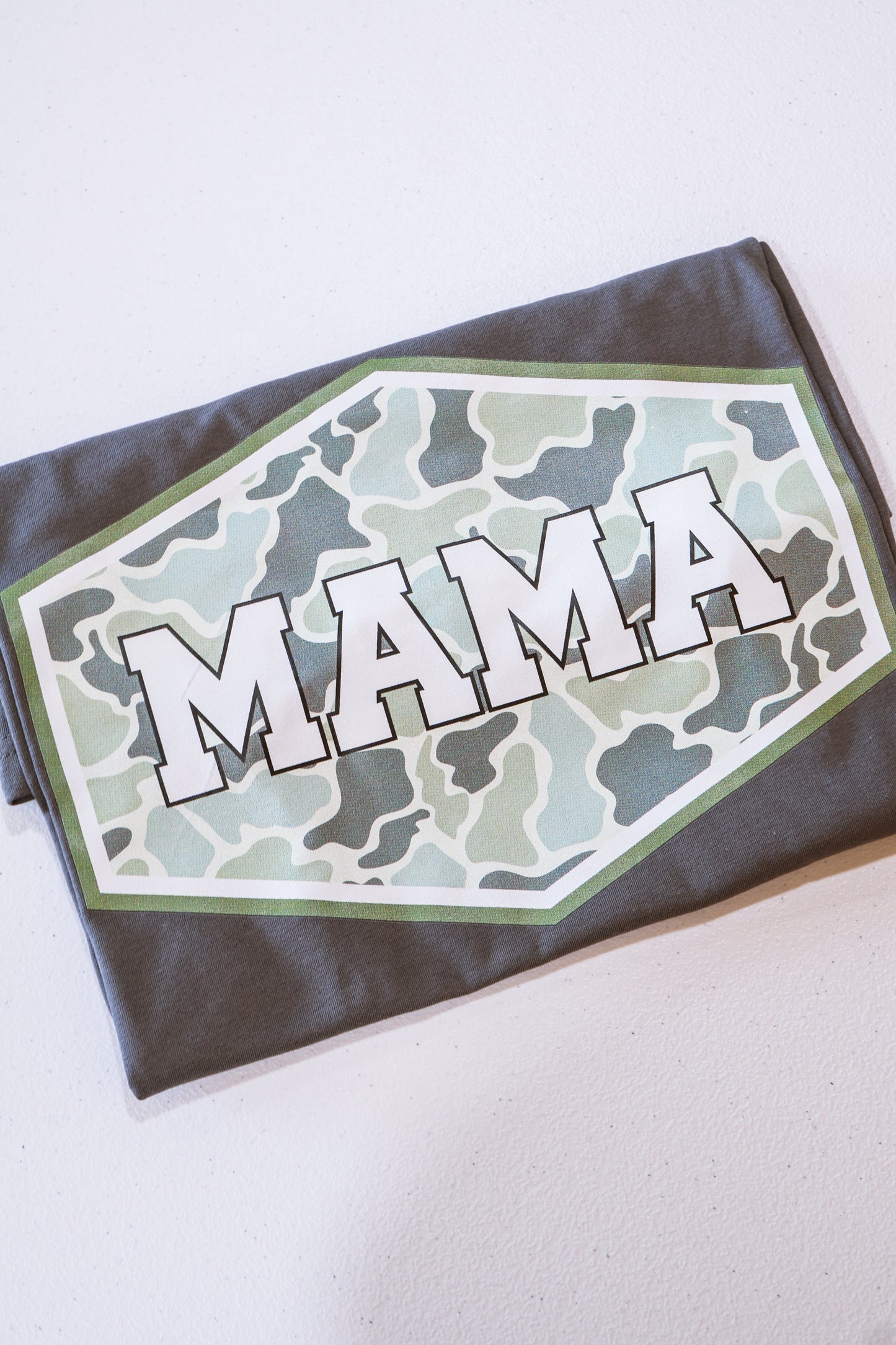 Camo Background Mama-Charcoal Grey