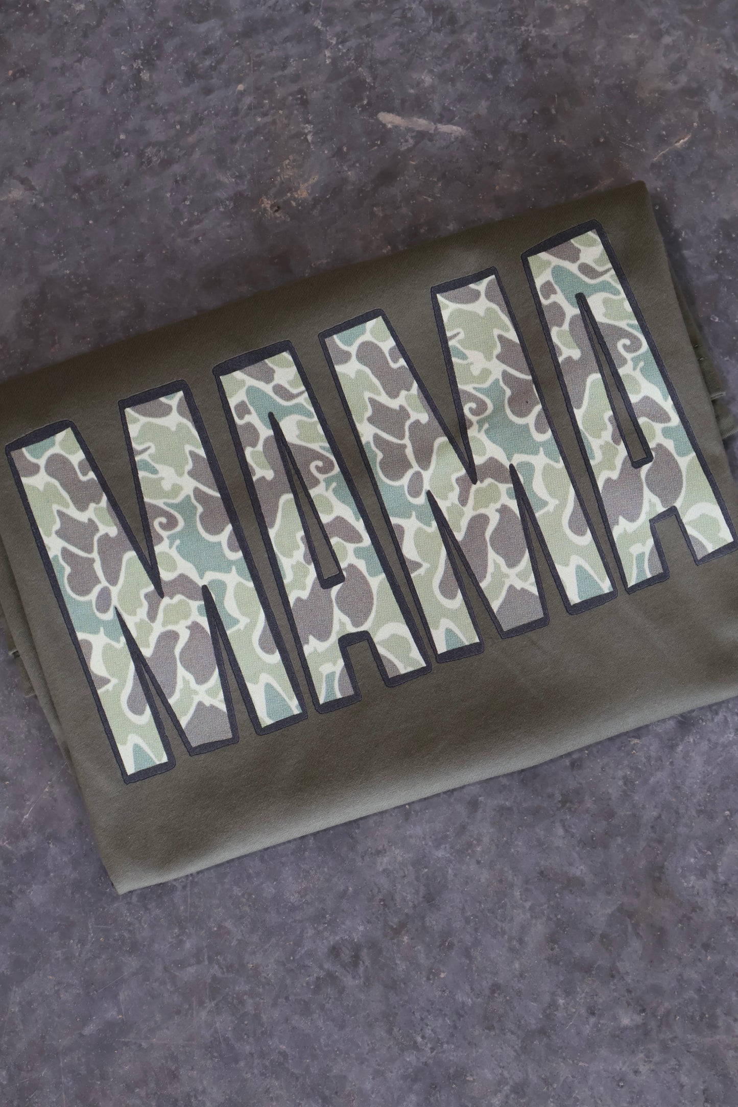 Camo Mama with Bows (Front & Back)- Army Green