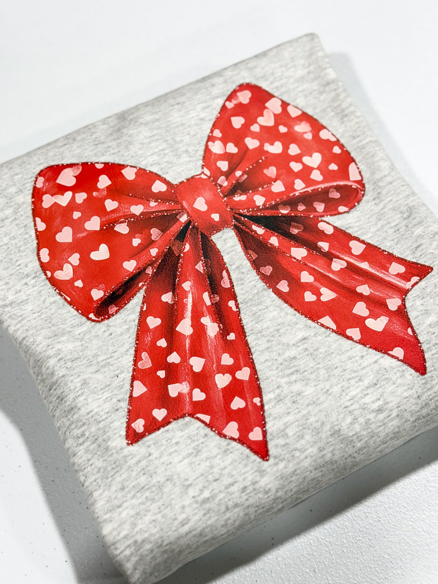 Red Valentine Bow- Ash Grey