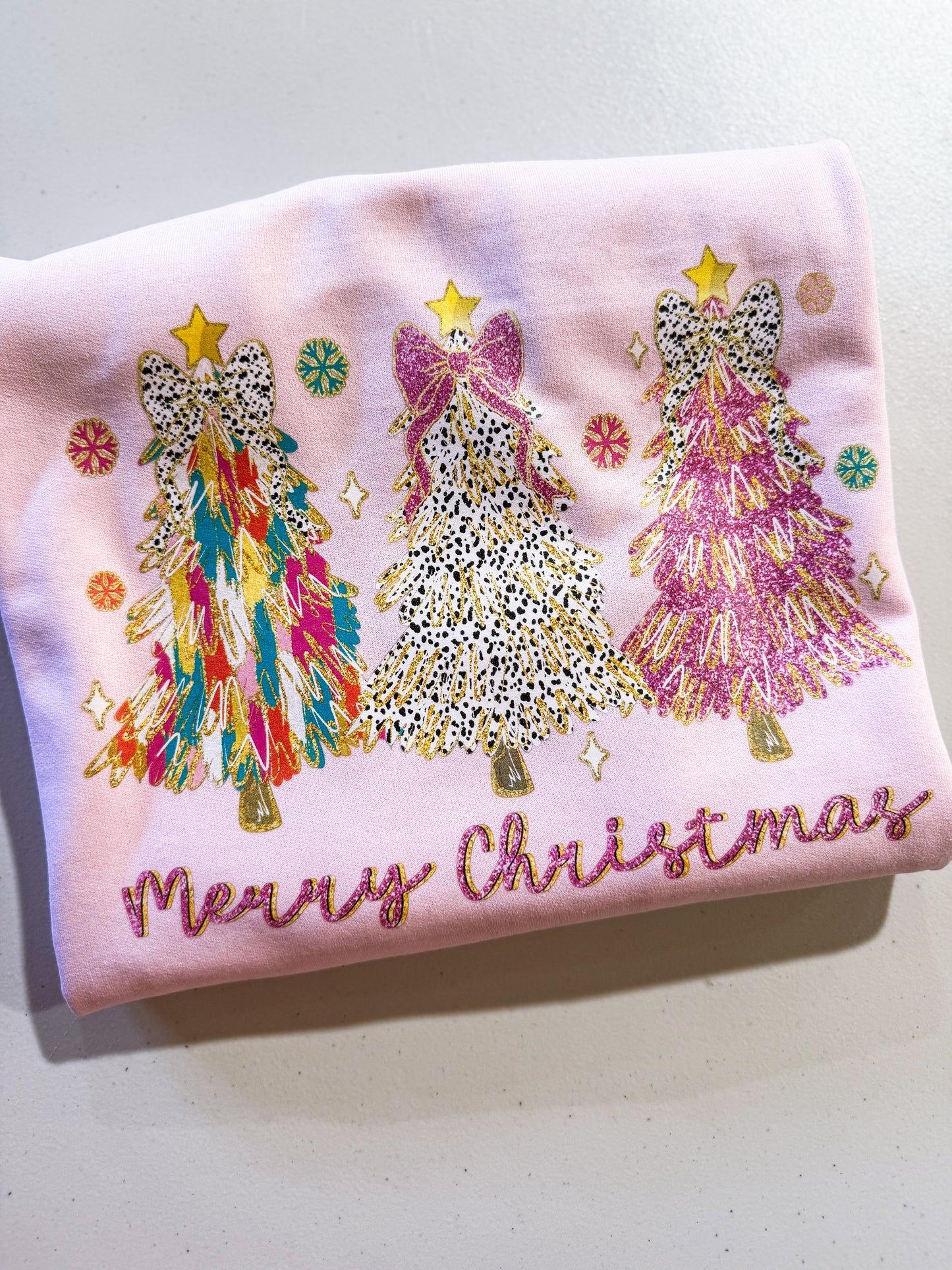 Merry Christmas Tree Trio- Light Pink