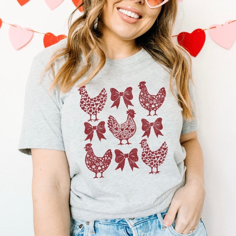 Valentines Chickens- Ash Grey