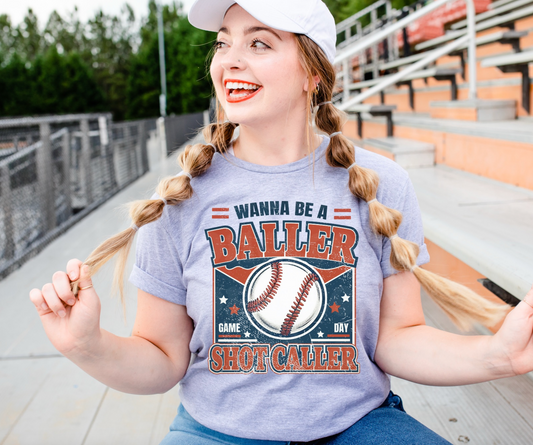 Wanna Be A Baller Shot Caller- Ash Grey