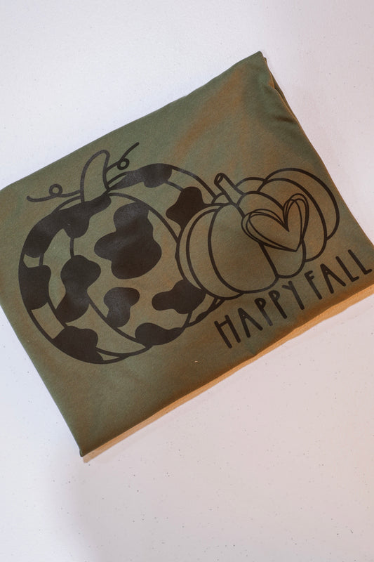 Cheetah Heart Happy Fall Pumpkins- Military Green