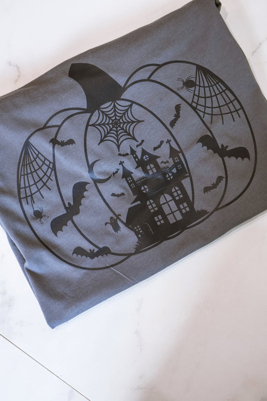 Haunted House Pumpkin- Charcoal