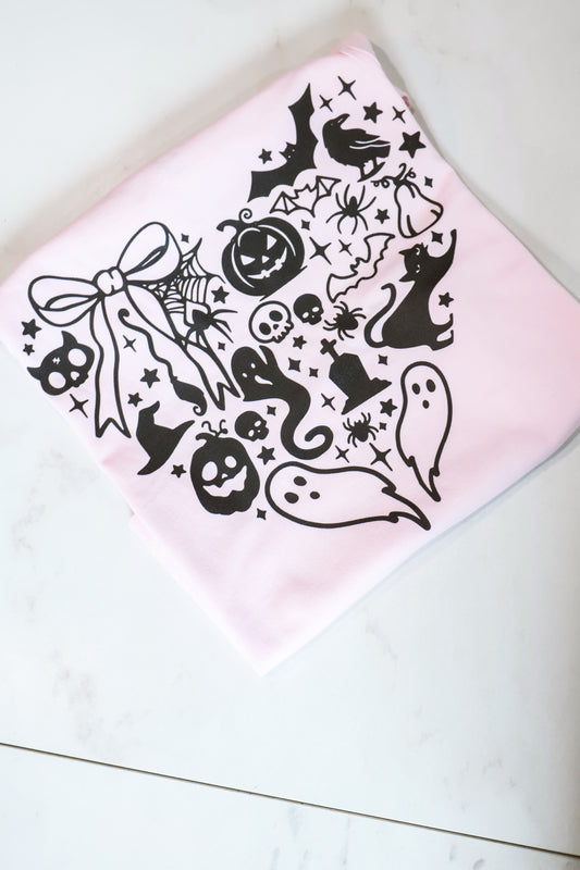 Halloween Bow Heart- Light Pink