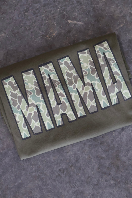 Camo Mama with Bows (Front & Back)- Army Green