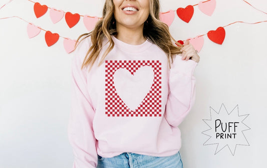 Checkered Heart Cut Out- Puff Print