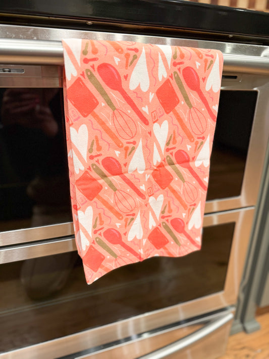 Spoon & Spatula Full Pattern Tea Towel