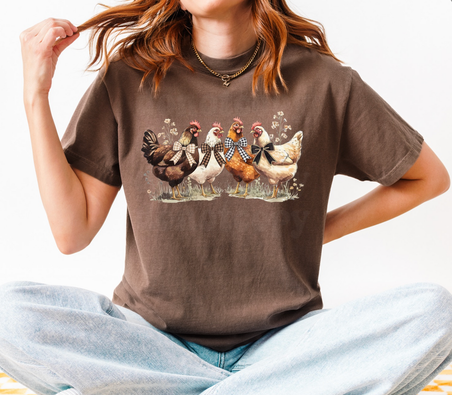 Chickens with Bows- Chocolate Brown