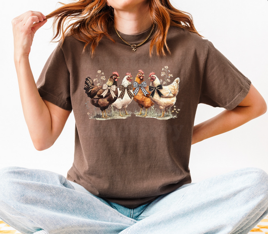 Chickens with Bows- Chocolate Brown