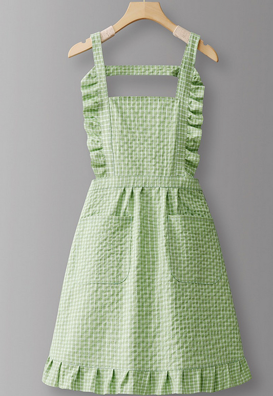 Cotton Striped Apron- Green