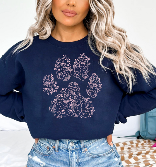 Floral Dog Paw- Navy